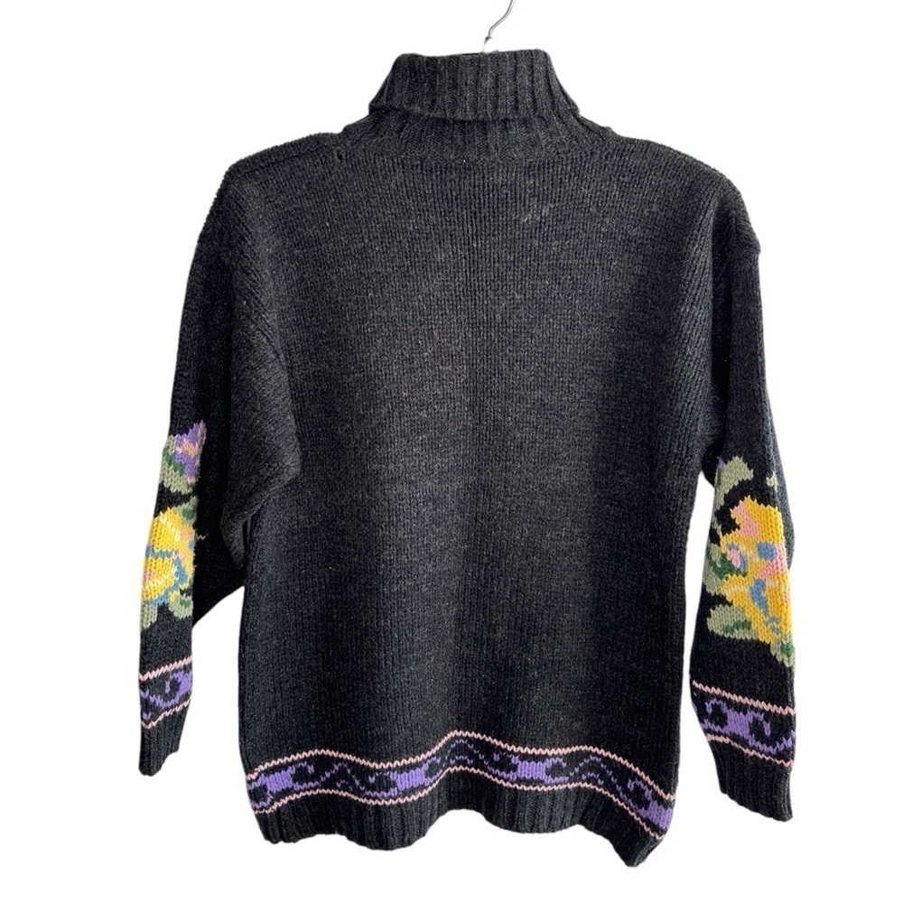 VTG Interim Turtleneck Sweater Abstract Floral Artsy 90s Women Large Cottagecore - Picture 4 of 12